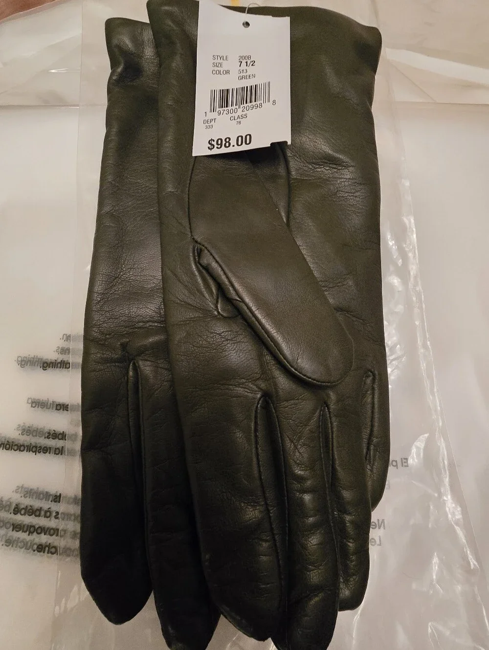 Bloomingdale's Cashmere Lined Leather Gloves - Exclusive. Deep Olive Green. NWT